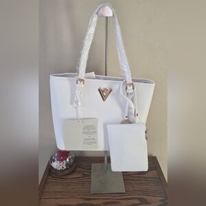 Valentino Orlandi White Tote Bag with Pouch